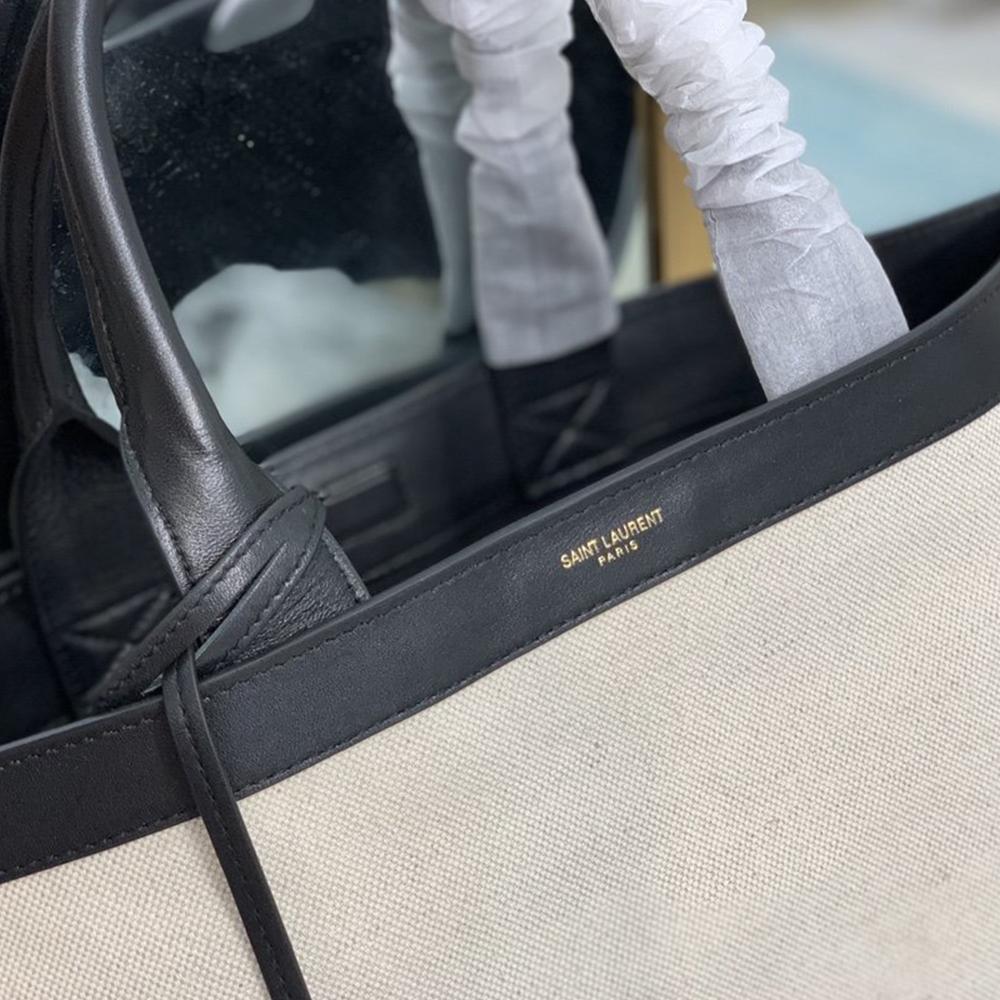 YSL Tag Hobo Bag - Beige/Black