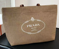 Prada Logo-Print Canvas Tote Bag - Straw