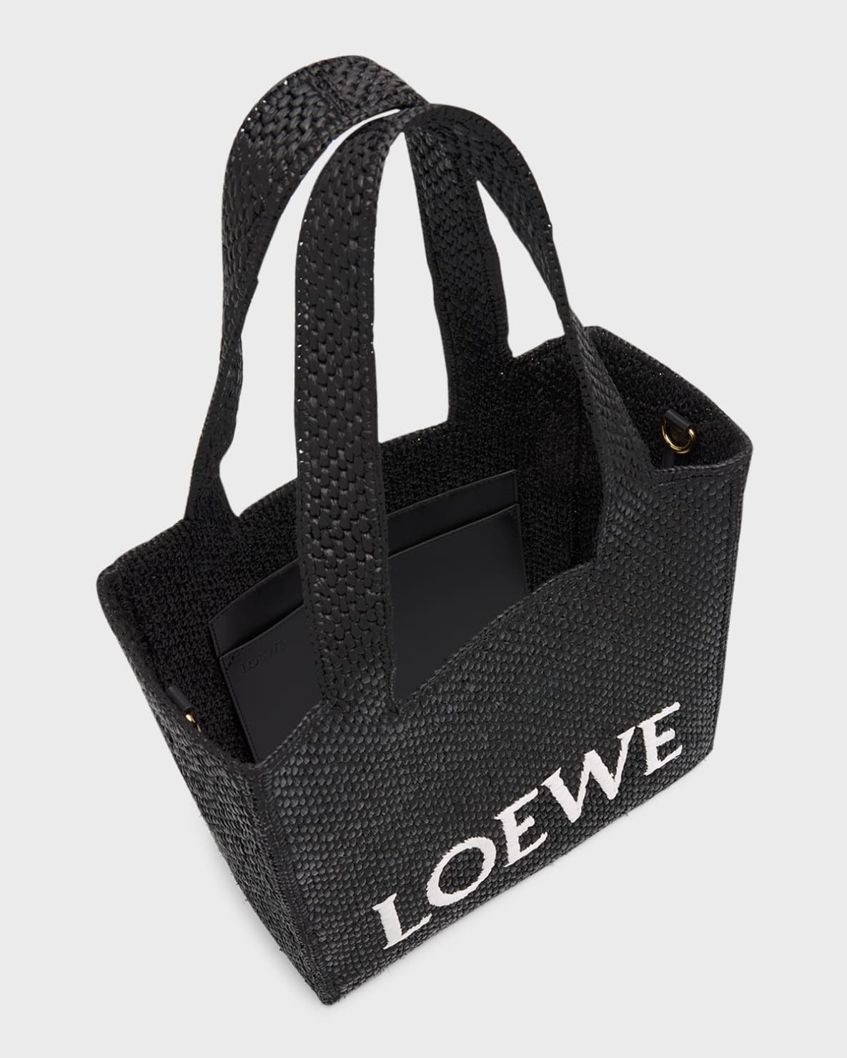Loewe Logo Raffia Tote Bag - Black