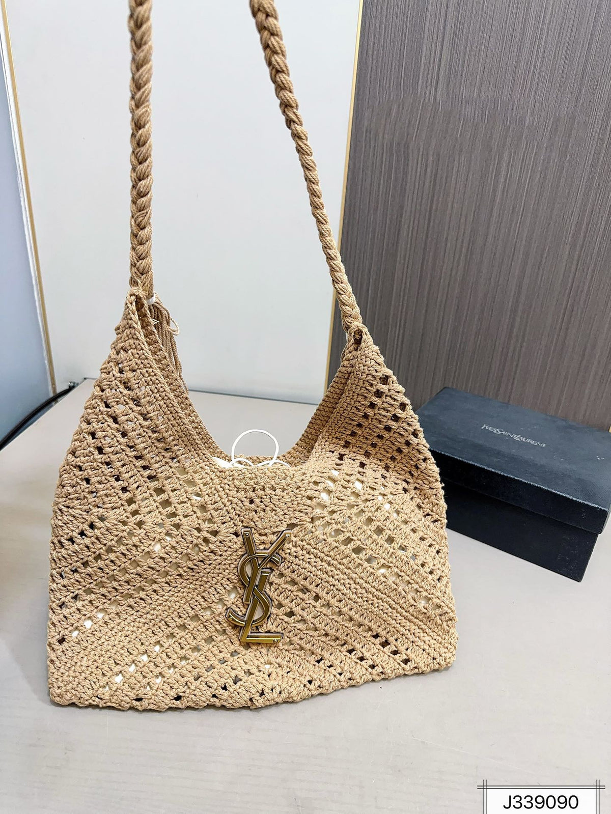 Saint Laurent YSL Raffia Tote Bag Beach Casual - Brown