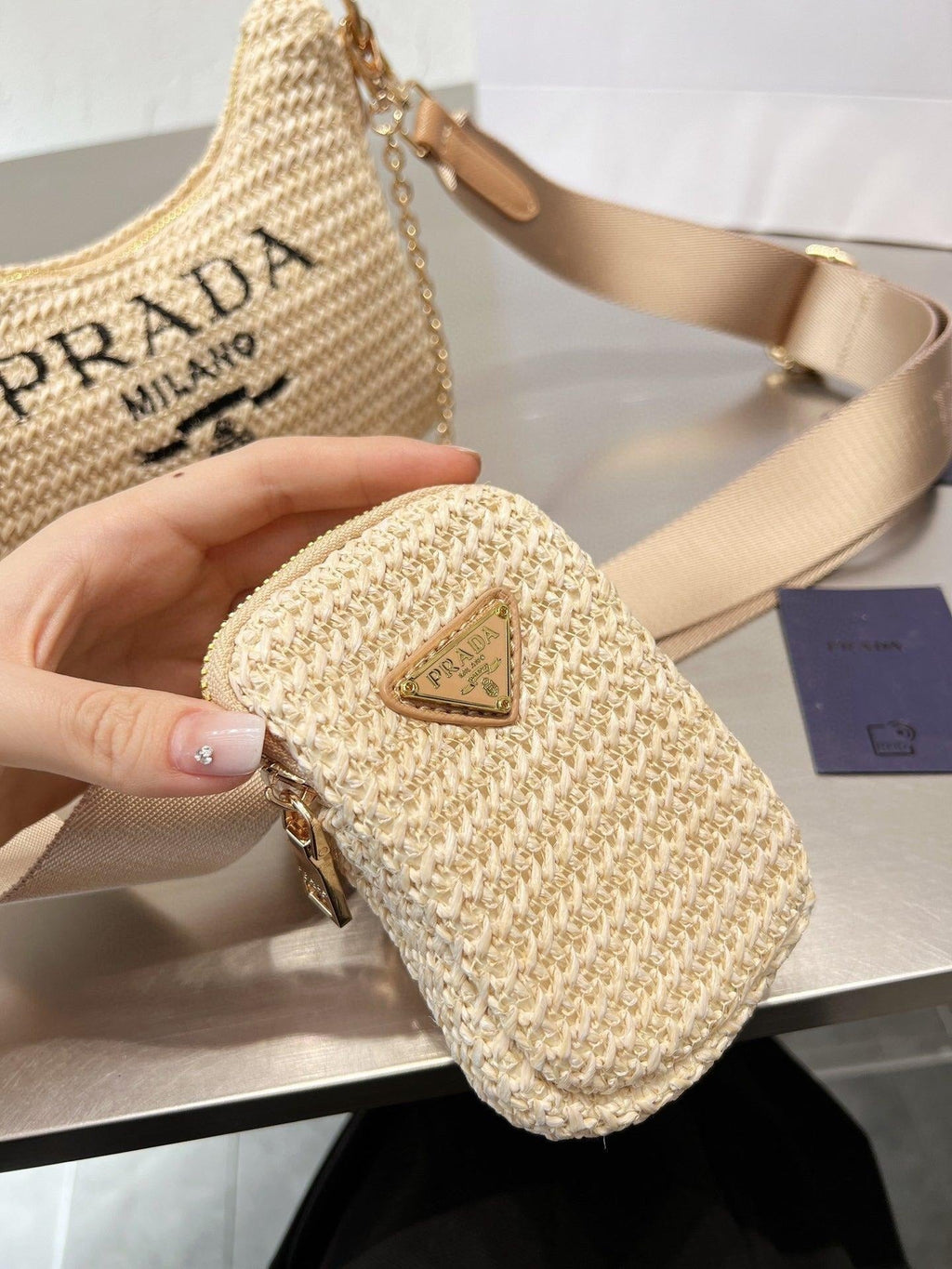 Prada Handbag Re-Edition 2005 Bag 8.3X7X2.3Inch - Beige