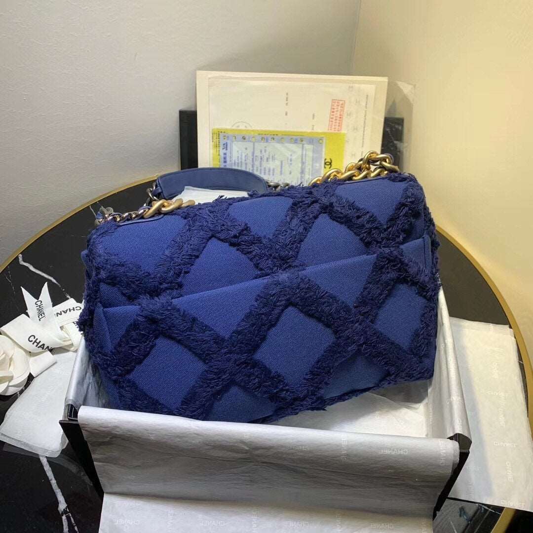 Chanel 19 Denim Medium Flap Bag - Blue