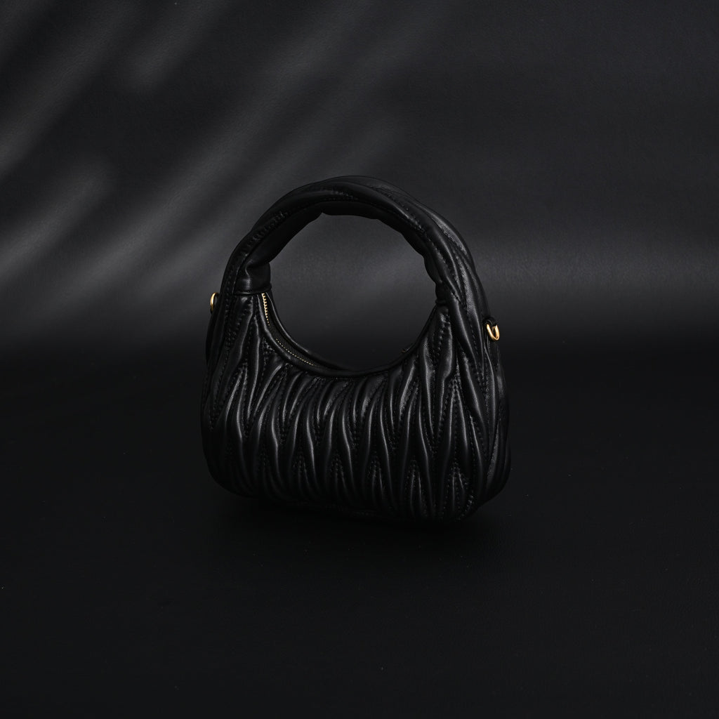 Miu Miu Matelassé Leather Hobo Bag – Black with Gold Hardware - Classic Black