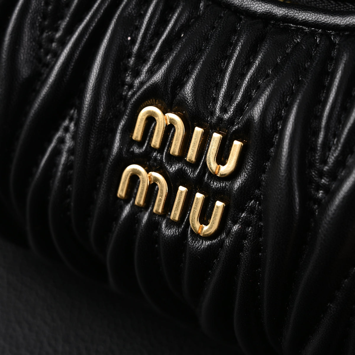 Miu Miu Matelassé Leather Hobo Bag – Black with Gold Hardware - Classic Black