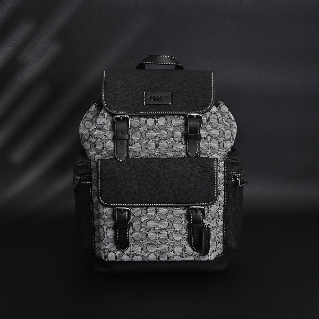 Coach Ch Sprint Backpack – Signature Canvas & Leather - Black / Grey Monogram