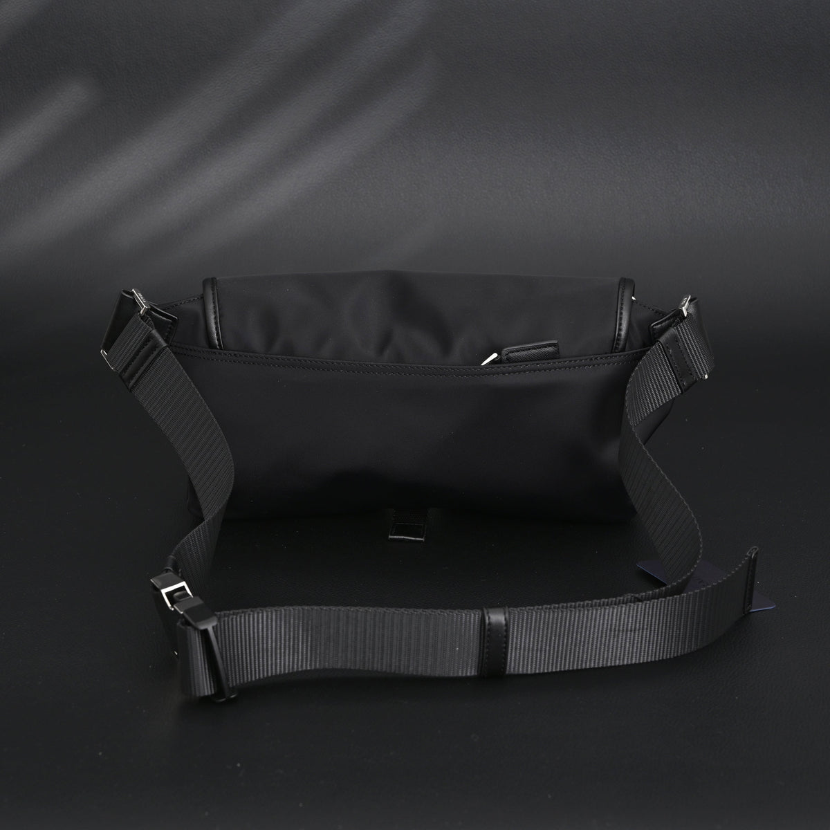 Prada Nylon Black Belt Bag with Silver Logo - Black with Silver-Tone Hardware