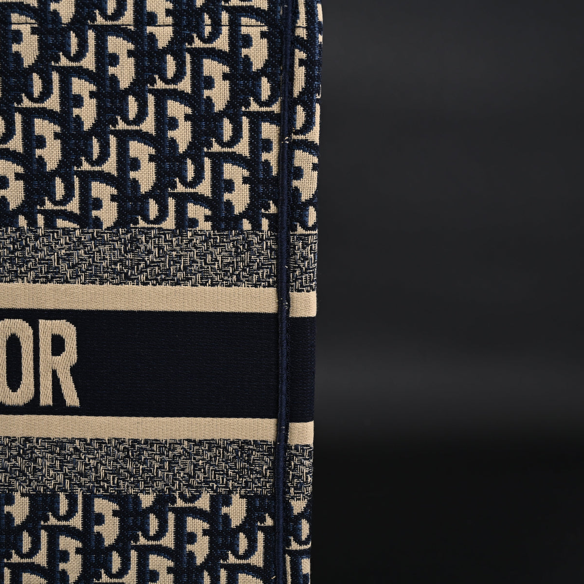 Christian Dior Large Book Tote – Blue Oblique Embroidery - Navy Blue
