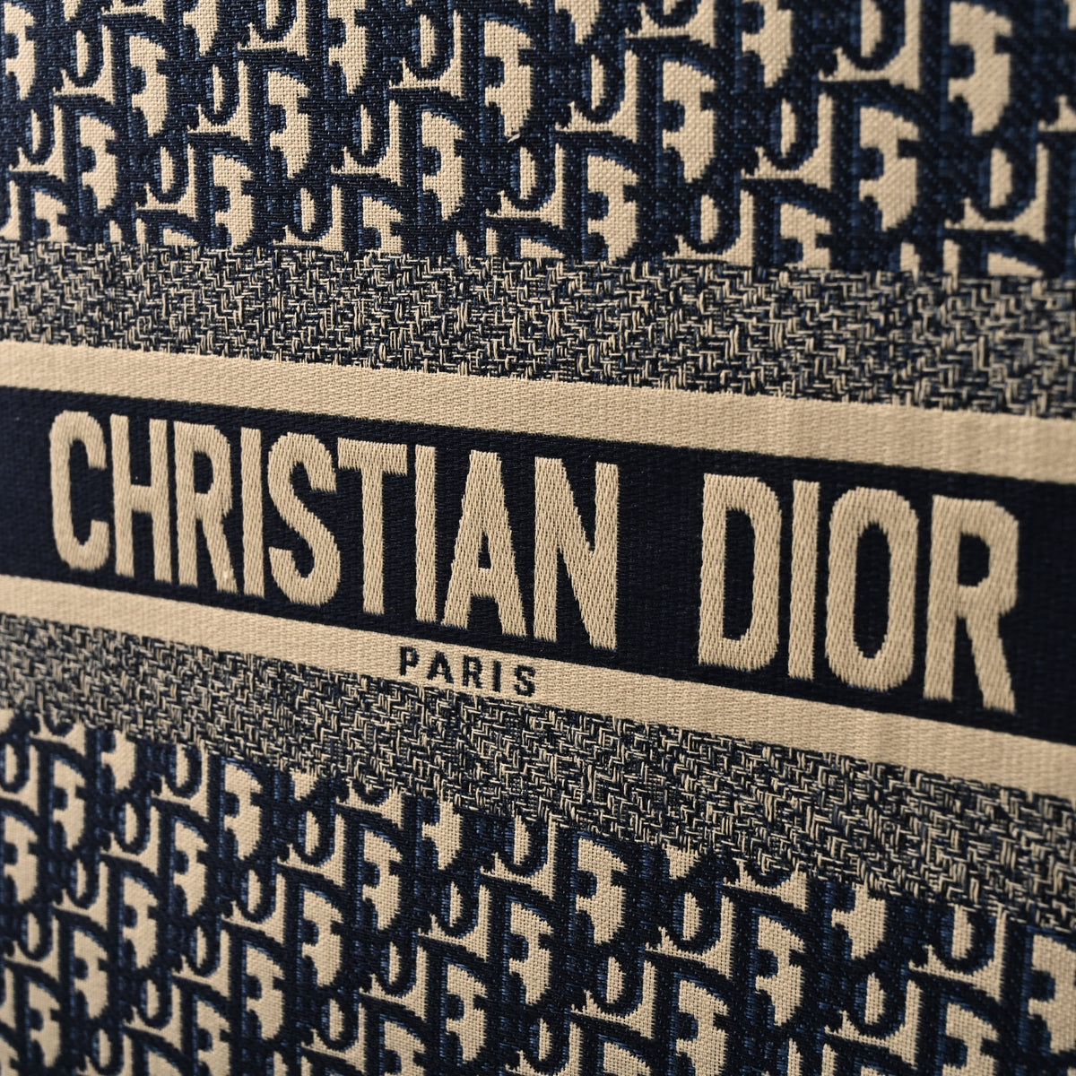 Christian Dior Large Book Tote – Blue Oblique Embroidery - Navy Blue