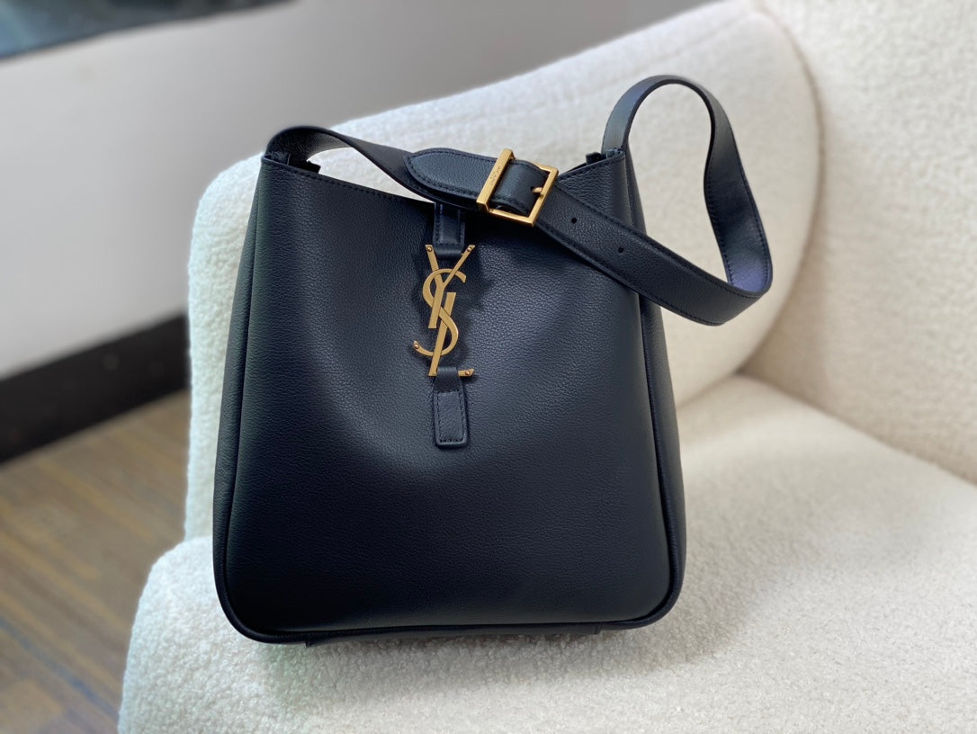 YSL Le 5 a 7 Supple Small Grained Leather Black Shoulder Bag