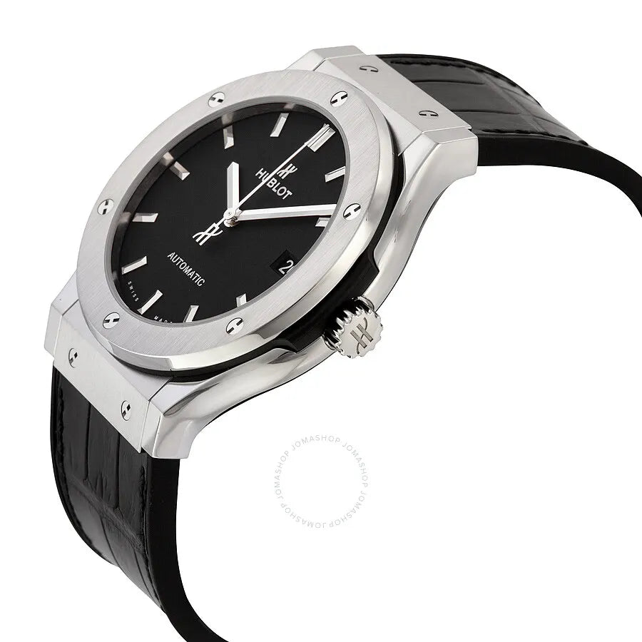 Hublot Classic Fusion Titanium Black Leather Watch - Hình 2