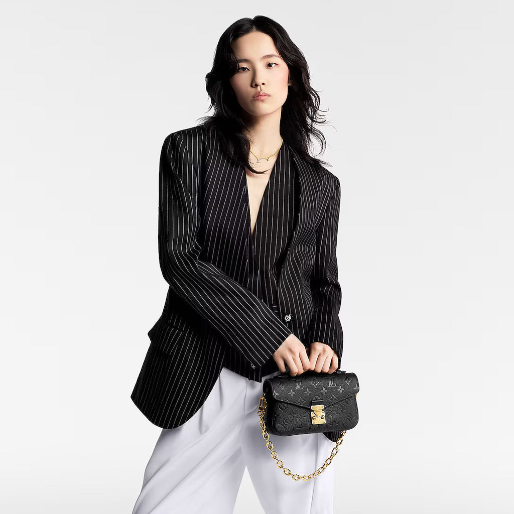 LV Pochette Métis East West Monogram Canvas Handle Crossbody Bag with Chain Strap and Leather Trim