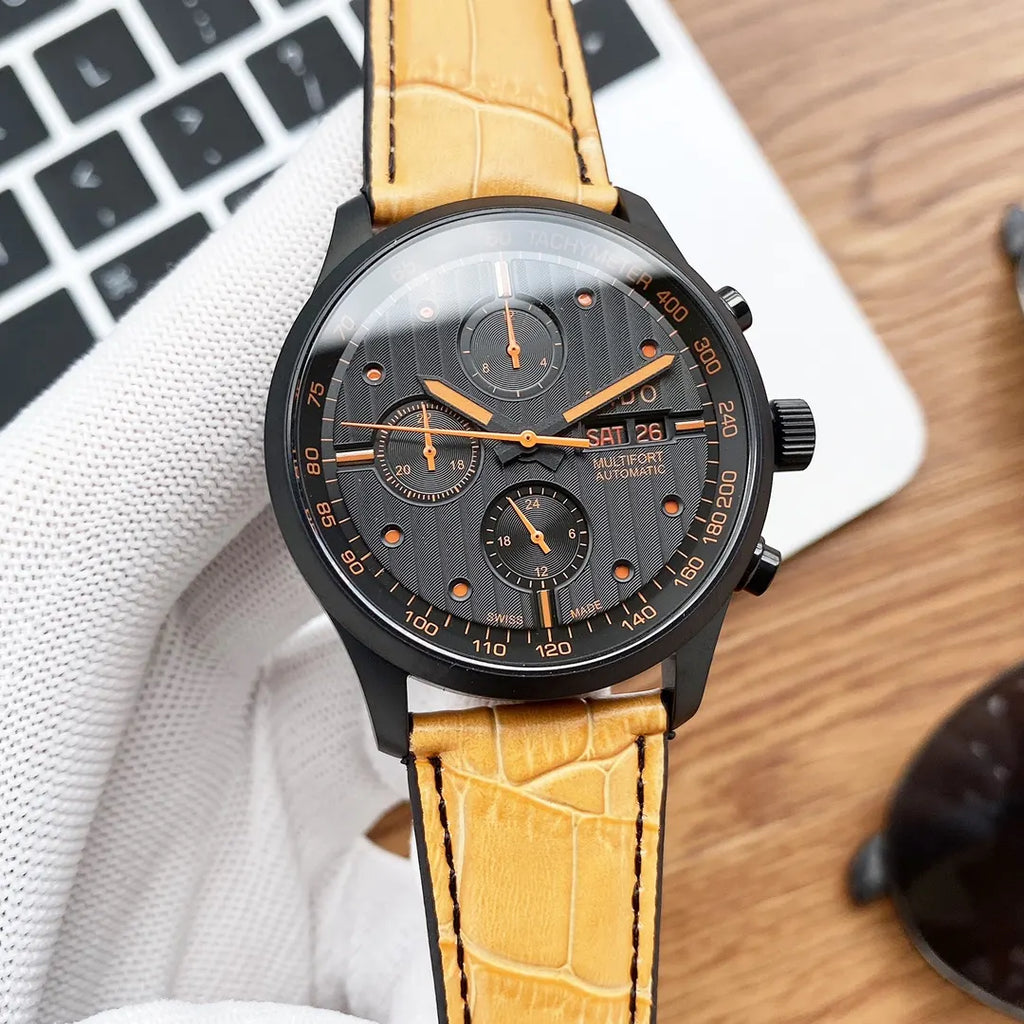 orange Mido Multifort Black PVD