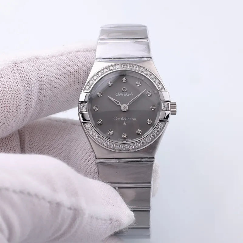Omega Grey Dial Diamond Bezel - Hình 2