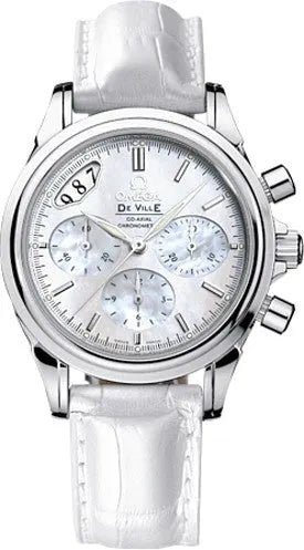 Omega White Leather Chronograph
