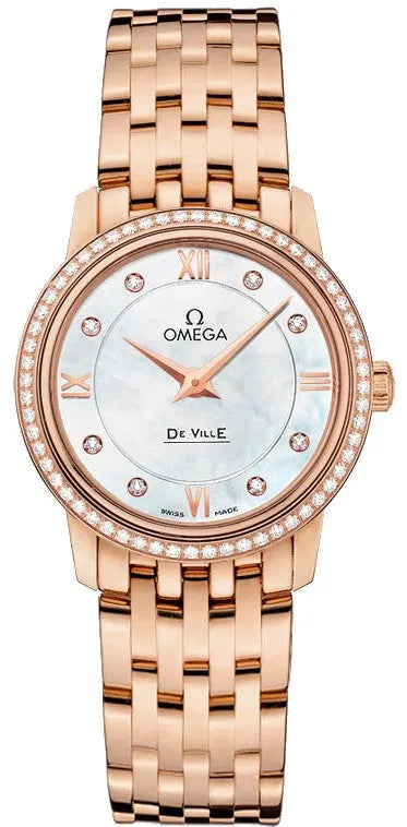 de Omega Rose Gold Diamond Watch