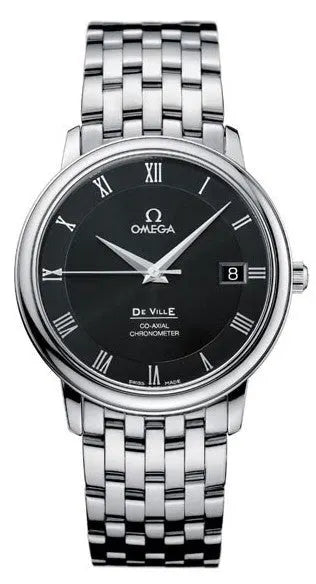 steel Omega De Ville Black Dial