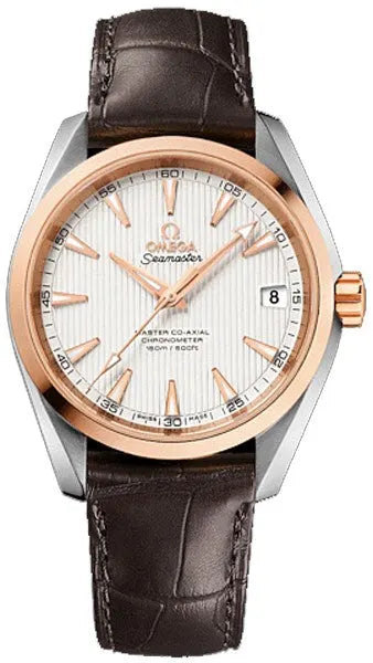 Omega Rose Gold Brown Leather seamaster white