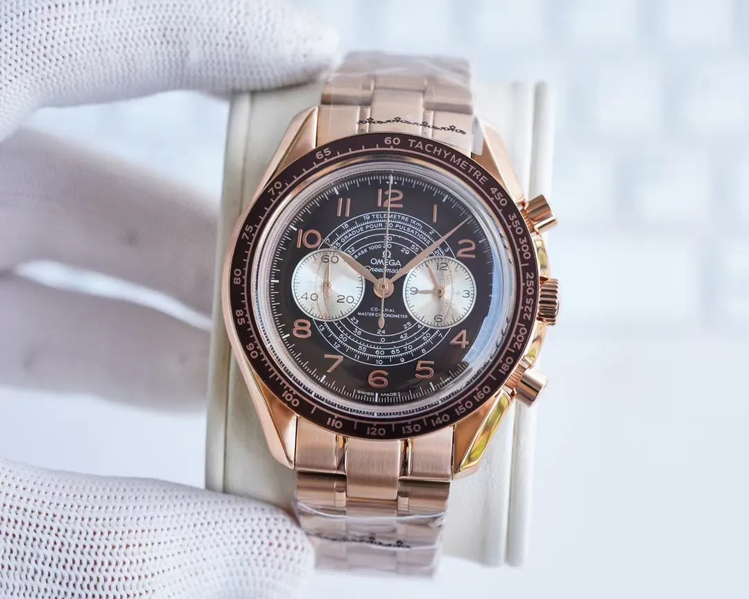 Omega Rose Gold Brown Dial - Hình 2