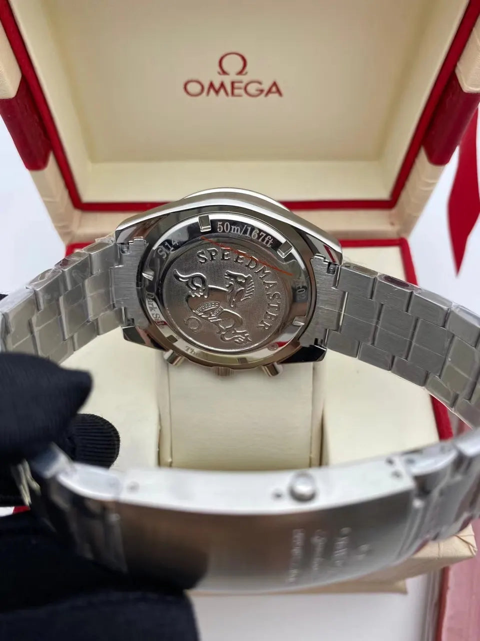 speedmaster Omega Rose Gold White Dial - Hình 2