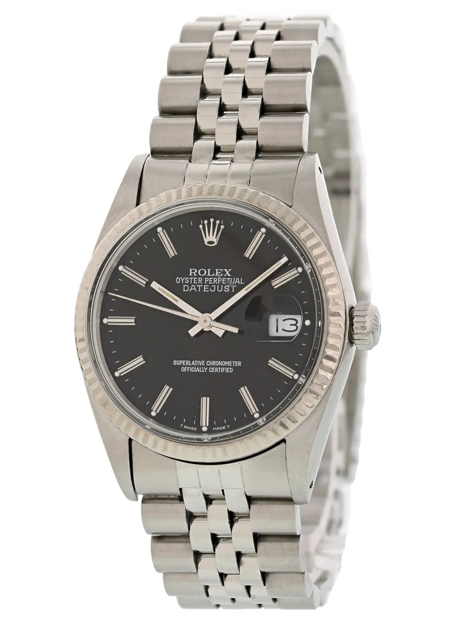 fluted Rolex Datejust Steel Black Dial