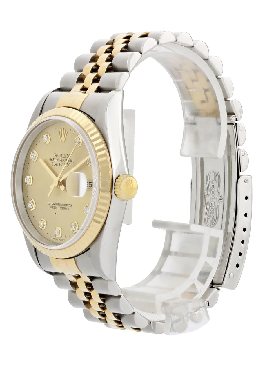 datejust dial Rolex Gold Diamond Champagne - Hình 3