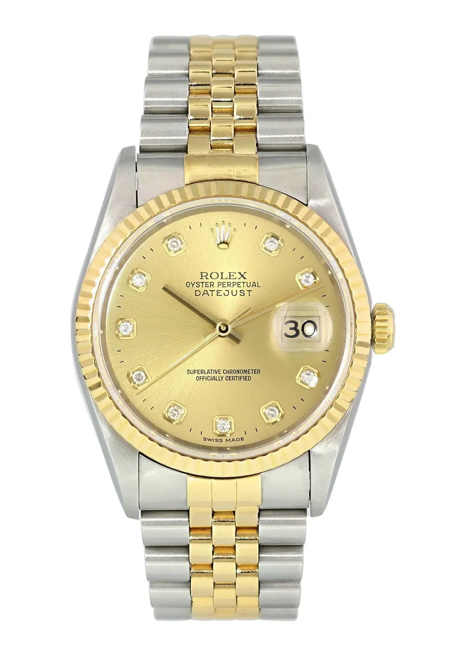datejust dial Rolex Gold Diamond Champagne - Hình 2