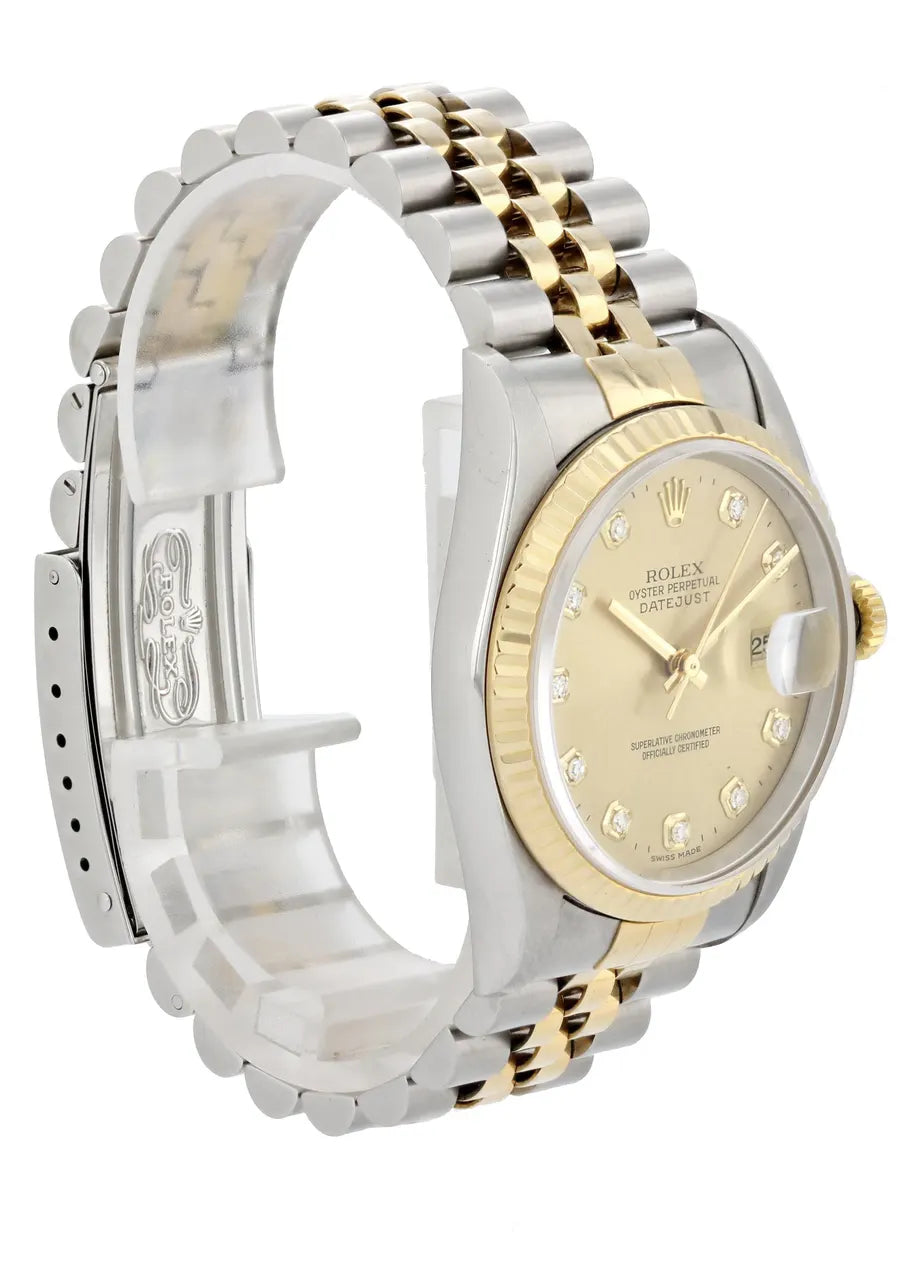 datejust dial Rolex Gold Diamond Champagne - Hình 4