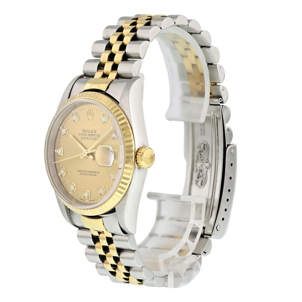 Rolex Gold Diamond Champagne datejust two - Hình 3