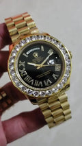 black Rolex Day-Date Gold Diamond Bezel