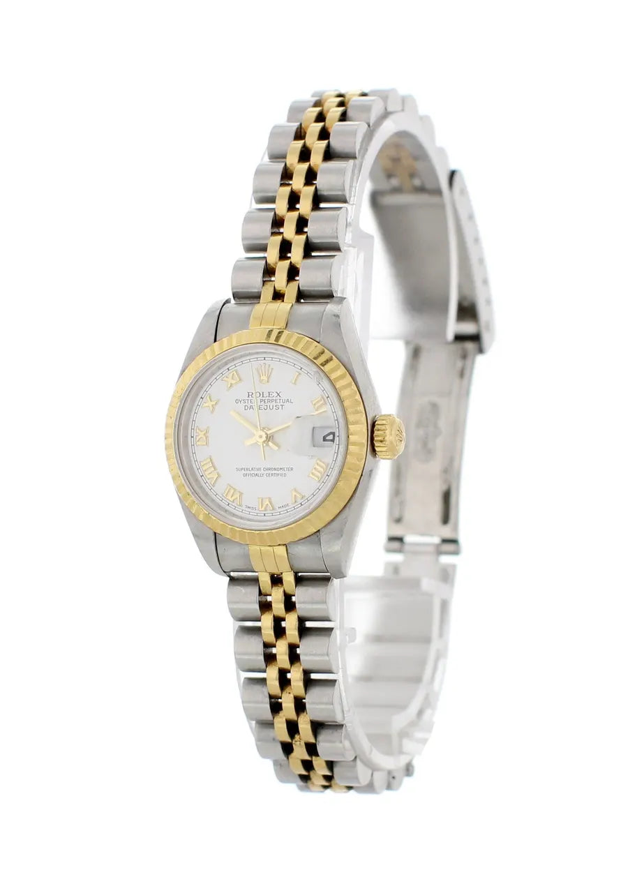 silver white Rolex Datejust Two-Tone
