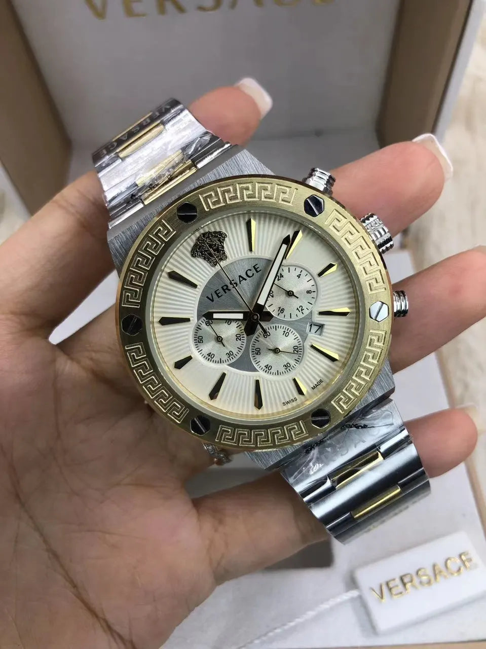 Versace Chrono Black Marble - Hình 10