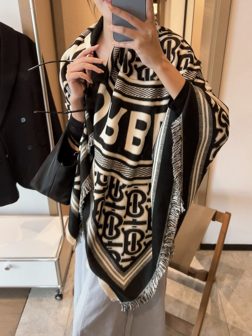Burberry Graphic Square Scarf — model