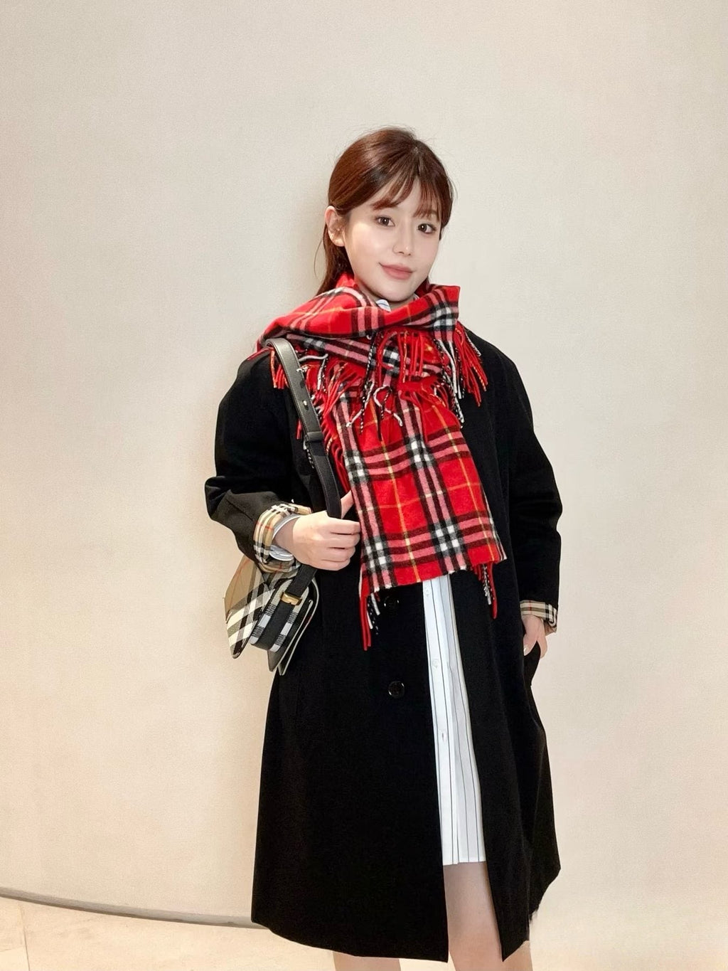 Burberry Plaid Fringe Scarf — front