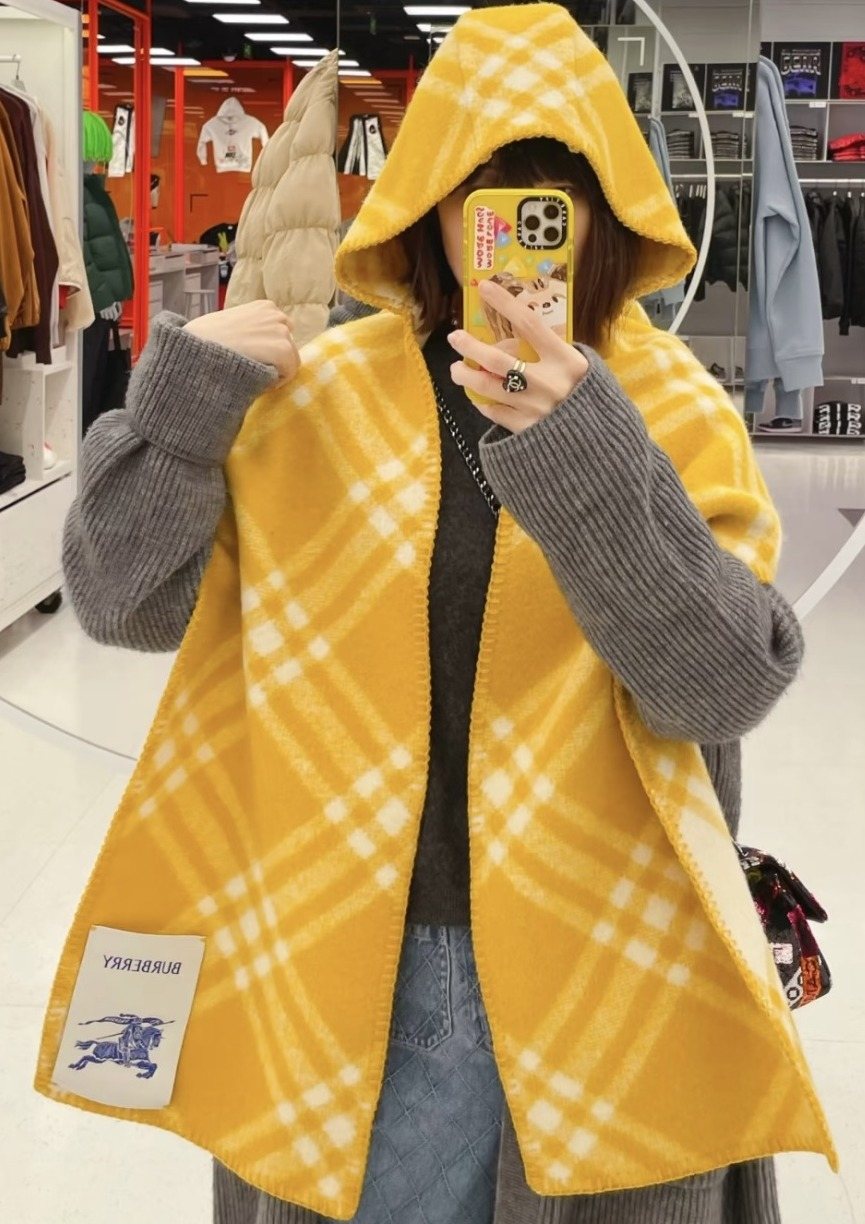 Yellow Plaid Hooded Scarf — hero
